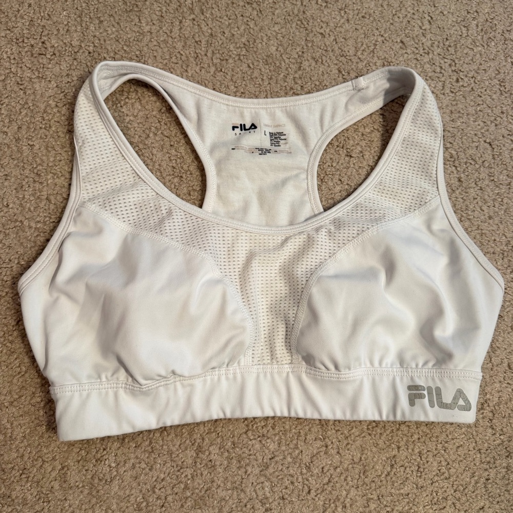 Fila sport white high impact running sports bra size large